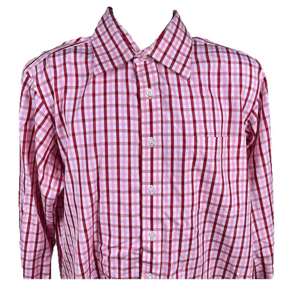 Hamilton Shirt Co Shirt Mens Large Red Gingham Button‎ Up Made in USA Casual
